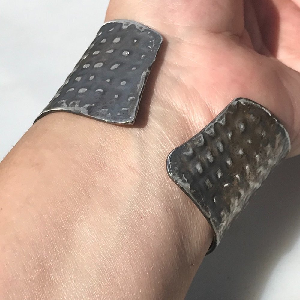 Gladiator Solid Sterling Silver 925 Cuff Bracelet Handmade Industrial Warrior - Picture 5 of 11